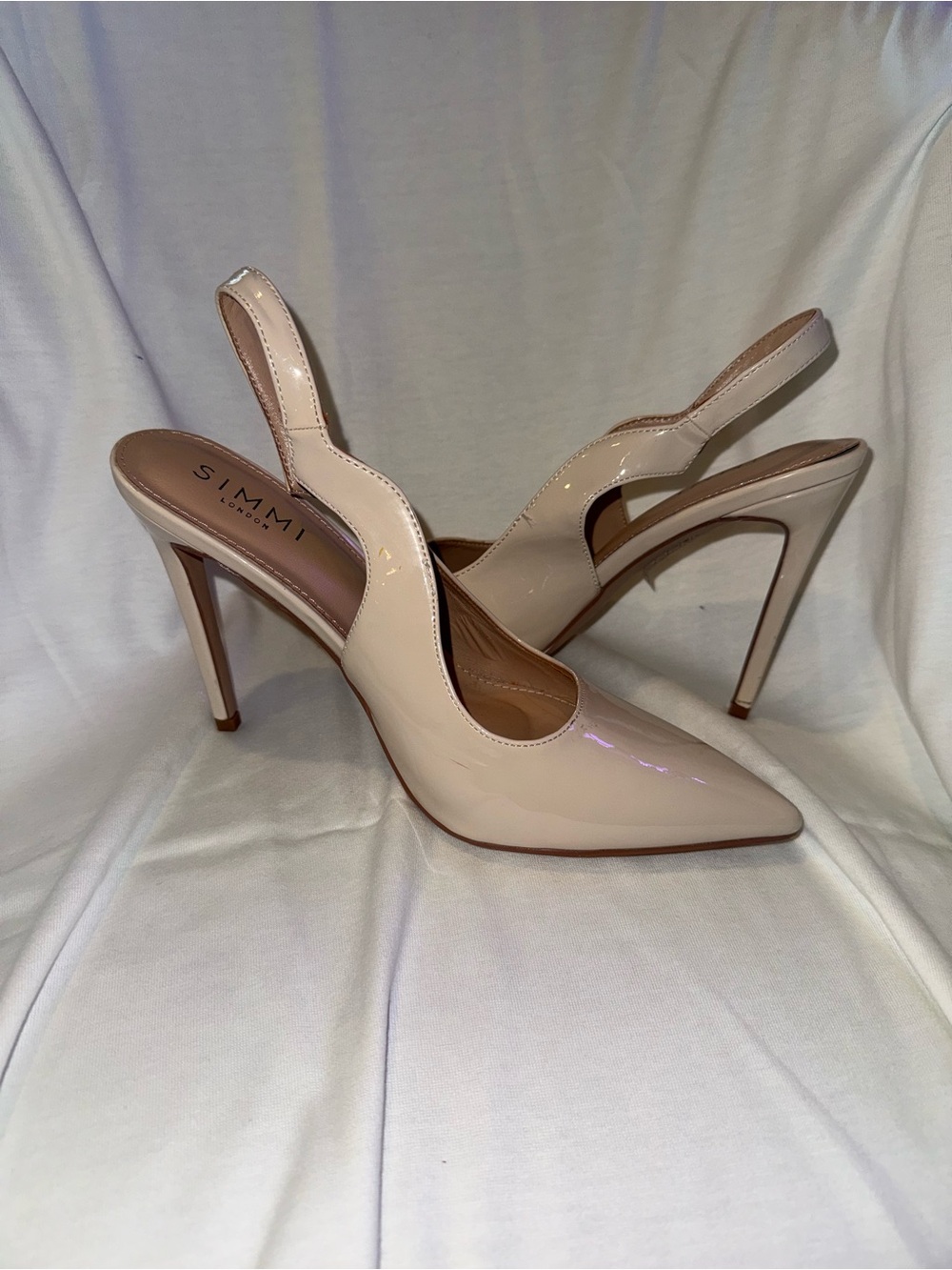 Nude Patent Slingback Heels